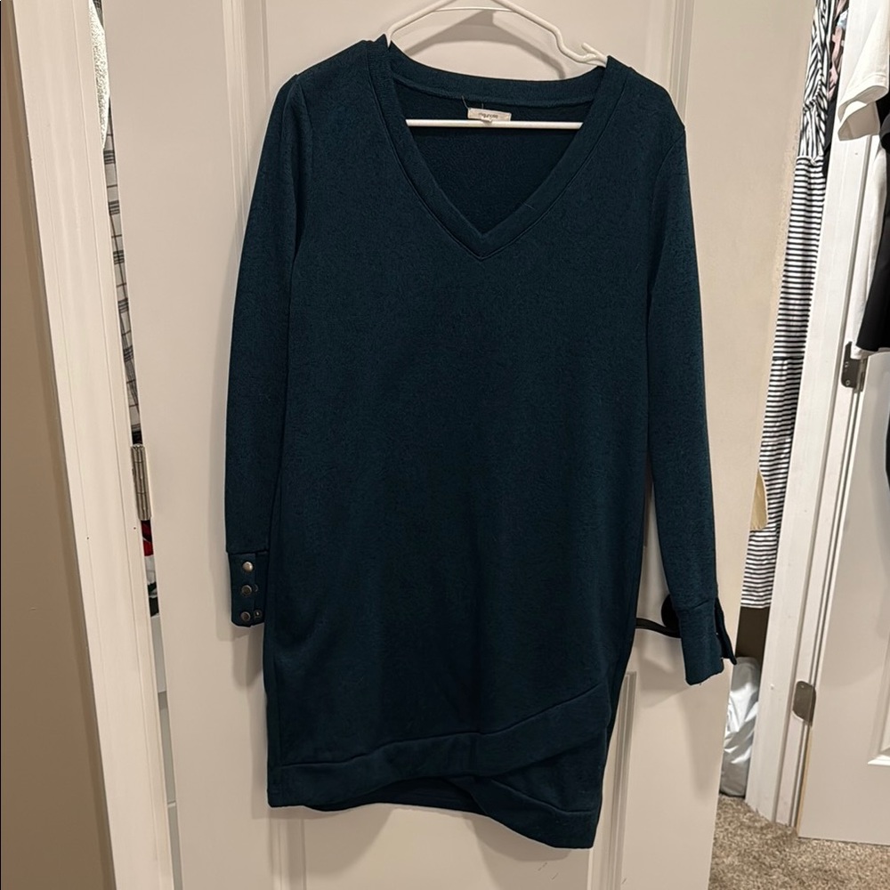 Maurices Navy V-Neck Sweater with Button Accents